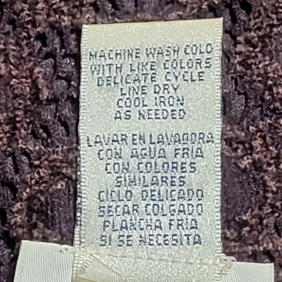 VTG 90s Dark Chocolate Brown Lace Stretch Long Bell Sleeve Pop Over Blouse (L) - Picture 9 of 11